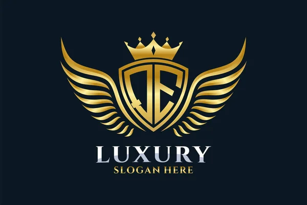 Luxe Royal Wing Letter Crest Gouden Kleur Logo Vector Victory — Stockvector