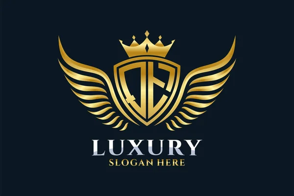 Luxury Royal Wing Letter Crest Gold Color Logo Vector Victory — Stock Vector