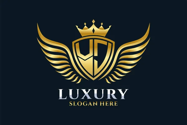 Luxe Royal Wing Letter Crest Gouden Kleur Logo Vector Victory — Stockvector