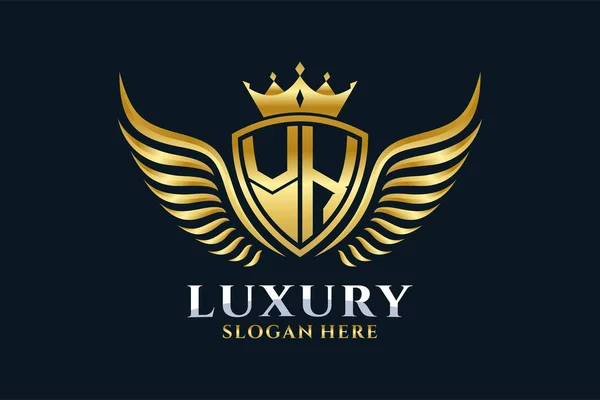 Aile Royale Luxe Lettre Crête Couleur Logo Vecteur Logo Victoire — Image vectorielle