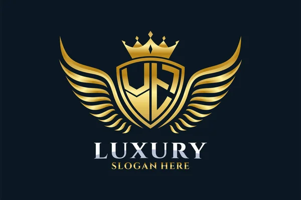 Luxe Koninklijke Vleugel Letter Crest Gouden Kleur Logo Vector Victory — Stockvector