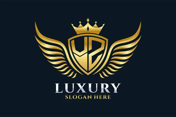 Aile Royale Luxe Lettre Crête Vecteur Logo Couleur Logo Victoire — Image vectorielle