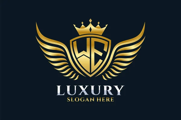 Luxe Aile Royale Lettre Crête Vecteur Logo Couleur Logo Victoire — Image vectorielle