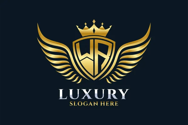 Luxury Royal Wing Letter Crest Gold Color Logo Vector Victory — Stock Vector