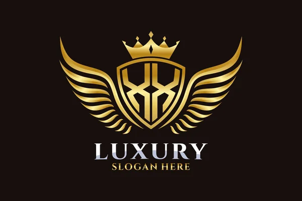 Aile Royale Luxe Lettre Crête Vecteur Logo Couleur Logo Victoire — Image vectorielle