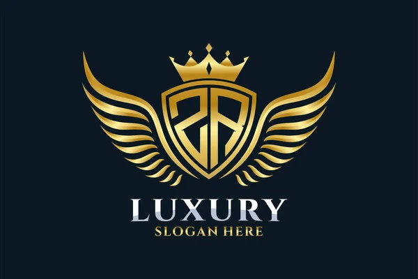 Luxury Royal Wing Letter Crest Gold Color Logo Vector Victory — Stock Vector