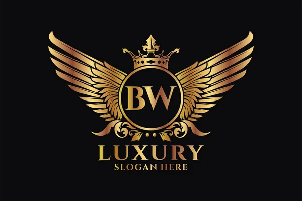 Luxury Royal Wing Letter Crest Gold Color Logo Vector Λογότυπο — Διανυσματικό Αρχείο