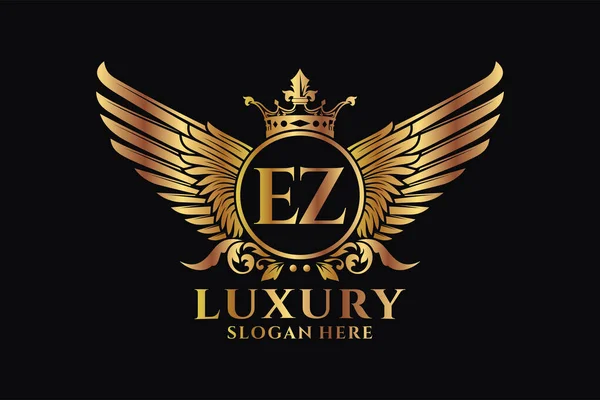 Luxury Royal Wing Letter Crest Gold Χρώμα Logo Διάνυσμα Λογότυπο — Διανυσματικό Αρχείο