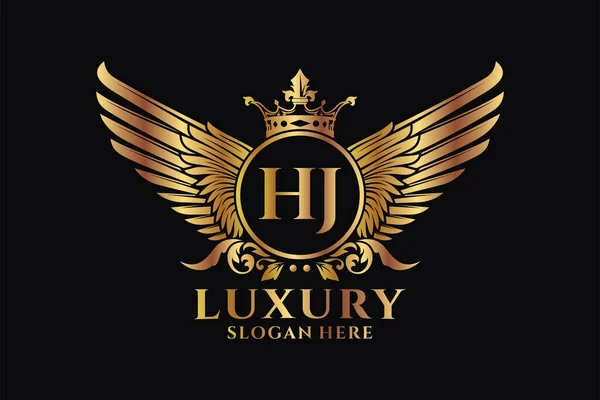 Luxury Royal Wing Letter Crest Gold Color Logo Vector Victory — 图库矢量图片