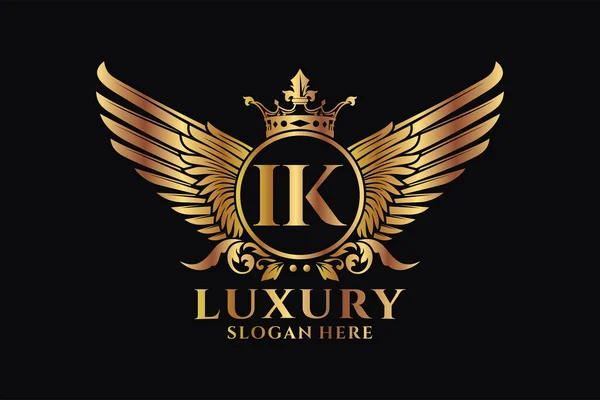 Luxusní Královské Křídlo Písmeno Znak Zlatá Barva Logo Vektor Victory — Stockový vektor