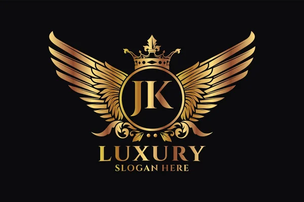 Luxusní Královské Křídlo Letter Crest Zlatá Barva Logo Vektor Logo — Stockový vektor