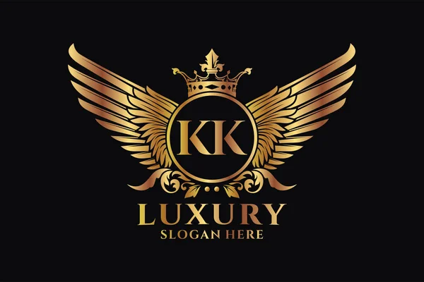 Luxury Royal Wing Letter Crest Gold Color Logo Vector Logótipo — Vetor de Stock