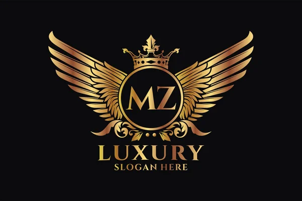 Luxury Royal Wing Letter Crest Gold Color Logo Vector Victory — 图库矢量图片