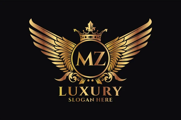 Luxury Royal Wing Letter Crest Gold Color Logo Vector Logótipo —  Vetores de Stock