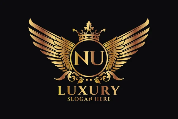 Luxury Royal Wing Letter Crest Gold Color Logo Vector Logótipo —  Vetores de Stock