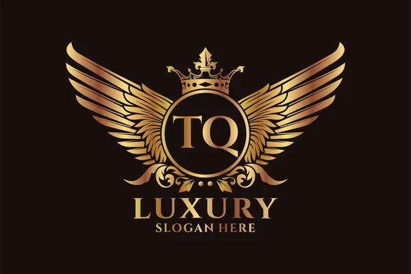 Luxury Royal Wing Letter Crest Gold Color Logo Vector Logótipo — Vetor de Stock