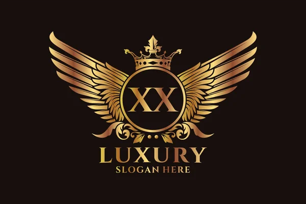 Luxury Royal Wing Letter Crest Gold Color Logo Vector Logótipo —  Vetores de Stock