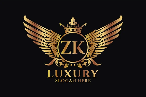 Luxury Royal Wing Letter Crest Gold Color Logo Vector Victory — Stock vektor