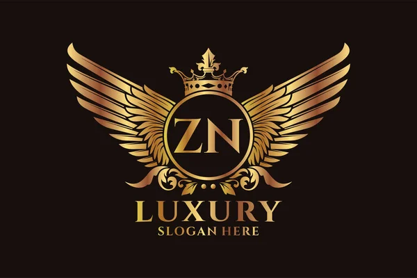 Luxury Royal Wing Letter Crest Gold Color Logo Vector Λογότυπο — Διανυσματικό Αρχείο