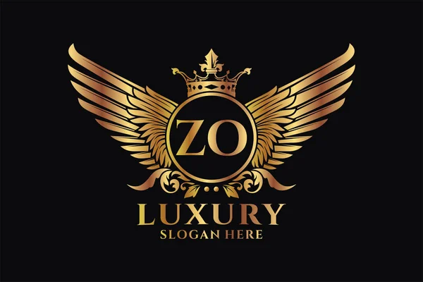 Luxury Royal Wing Letter Crest Gold Color Logo Vector Λογότυπο — Διανυσματικό Αρχείο