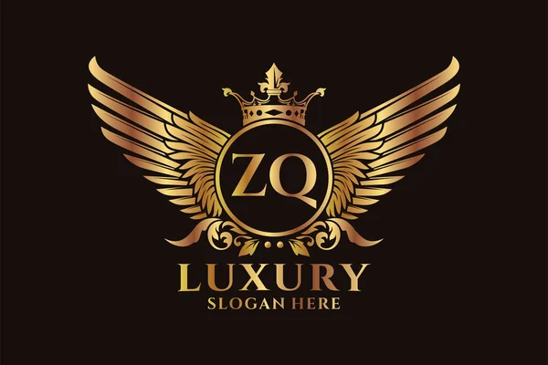 Luxury Royal Wing Letter Crest Gold Color Logo Vector Logótipo —  Vetores de Stock