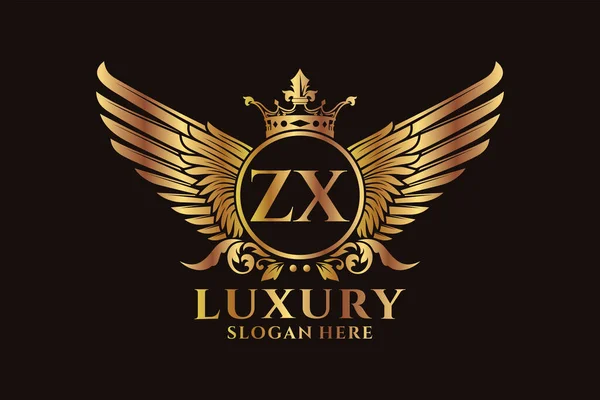 Luxury Royal Wing Letter Crest Gold Color Logo Vector Λογότυπο — Διανυσματικό Αρχείο