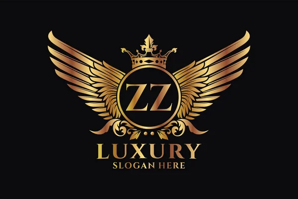 Luxury Royal Wing Letter Crest Gold Color Logo Vector Logótipo —  Vetores de Stock