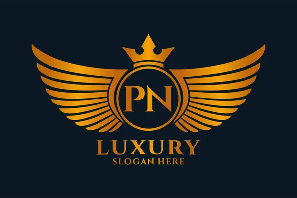 Luxury Royal Wing Letter Crest Gold Color Logo Vector Logótipo —  Vetores de Stock