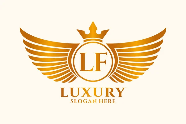 Luxury Royal Wing Letter Crest Gold Color Logo Vector Victory — 图库矢量图片