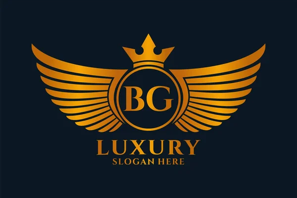 Luxury Royal Wing Letter Crest Gold Color Logo Vector Logótipo —  Vetores de Stock