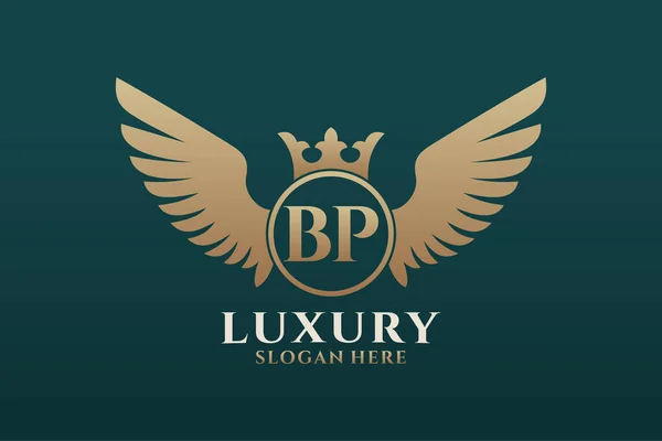 Luxury Royal Wing Letter Crest Gold Χρώμα Logo Διάνυσμα Νίκη — Διανυσματικό Αρχείο