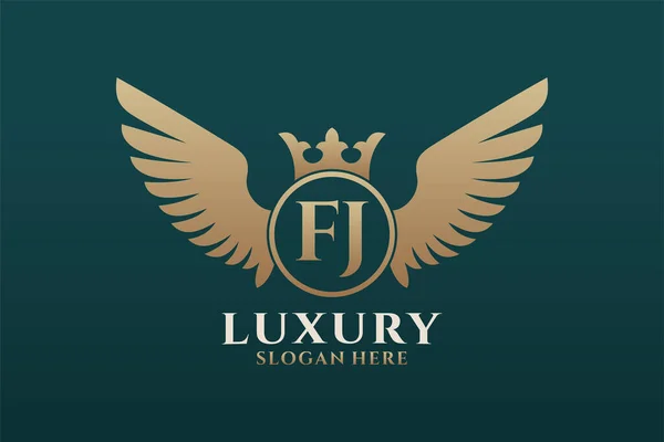 Luxury Royal Wing Letter Crest Gold Color Logo Vector Logótipo —  Vetores de Stock