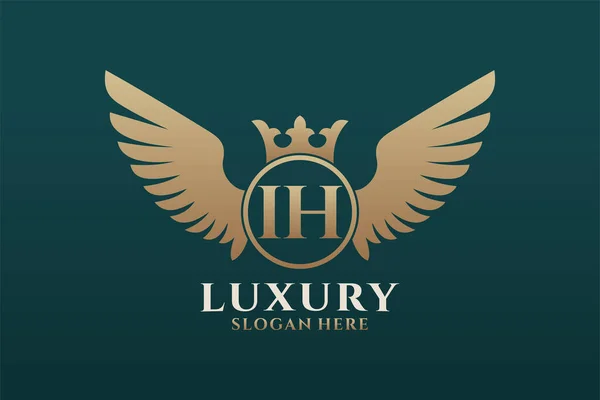 Luxury Royal Wing Letter Crest Gold Color Logo Vector Logótipo —  Vetores de Stock