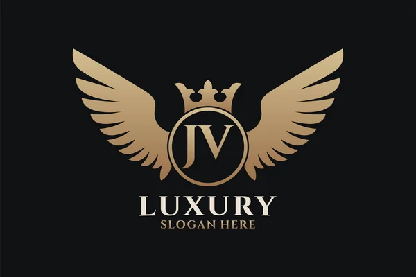 Luxury Royal Wing Letter Crest Gold Color Logo Vetor Logotipo —  Vetores de Stock