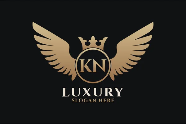 Luxury Royal Wing Letter Crest Gold Color Logo Vector Logótipo —  Vetores de Stock