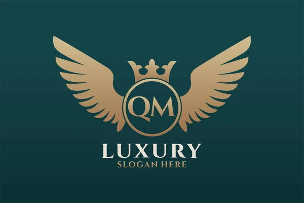 Luxury Royal Wing Letter Crest Gold Color Logo Vector Logótipo — Vetor de Stock