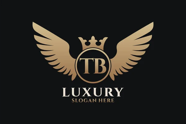 Luxury Royal Wing Letter Crest Gold Color Logo Vector Logótipo — Vetor de Stock