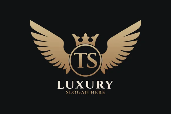 Luxury Royal Wing Letter Crest Gold Color Logo Vector Logótipo — Vetor de Stock