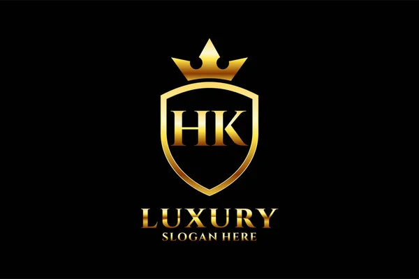 Elegantní Luxusní Monogram Logo Nebo Odznak Šablony Svitky Královskou Korunou — Stockový vektor