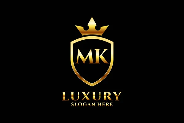 Elegantní Luxusní Monogram Logo Nebo Odznak Šablony Svitky Královskou Korunou — Stockový vektor