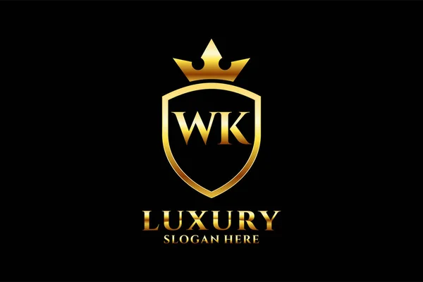 Elegantní Luxusní Monogram Logo Nebo Odznak Šablony Svitky Královskou Korunou — Stockový vektor