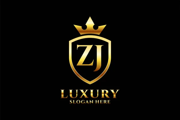 Azja Elegantes Luxus Monogramm Logo Oder Badge Vorlage Mit Schriftrollen — Stockvektor