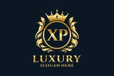 Lüks markalaşma projeleri ve diğer vektör illüstrasyonları için vektör sanatında XP Harfi Kraliyet Logosu şablonu.