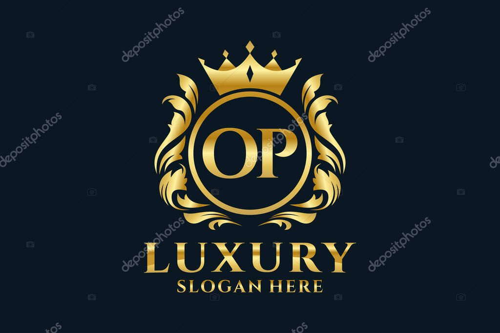 OP Letter Royal Luxury Logo template in vector art for luxurious branding projects and other vector illustration.