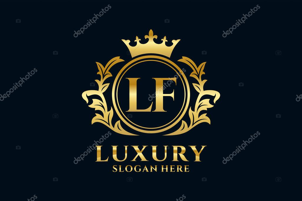 LF Letter Royal Luxury Logo template in vector art for luxurious branding projects and other vector illustration.