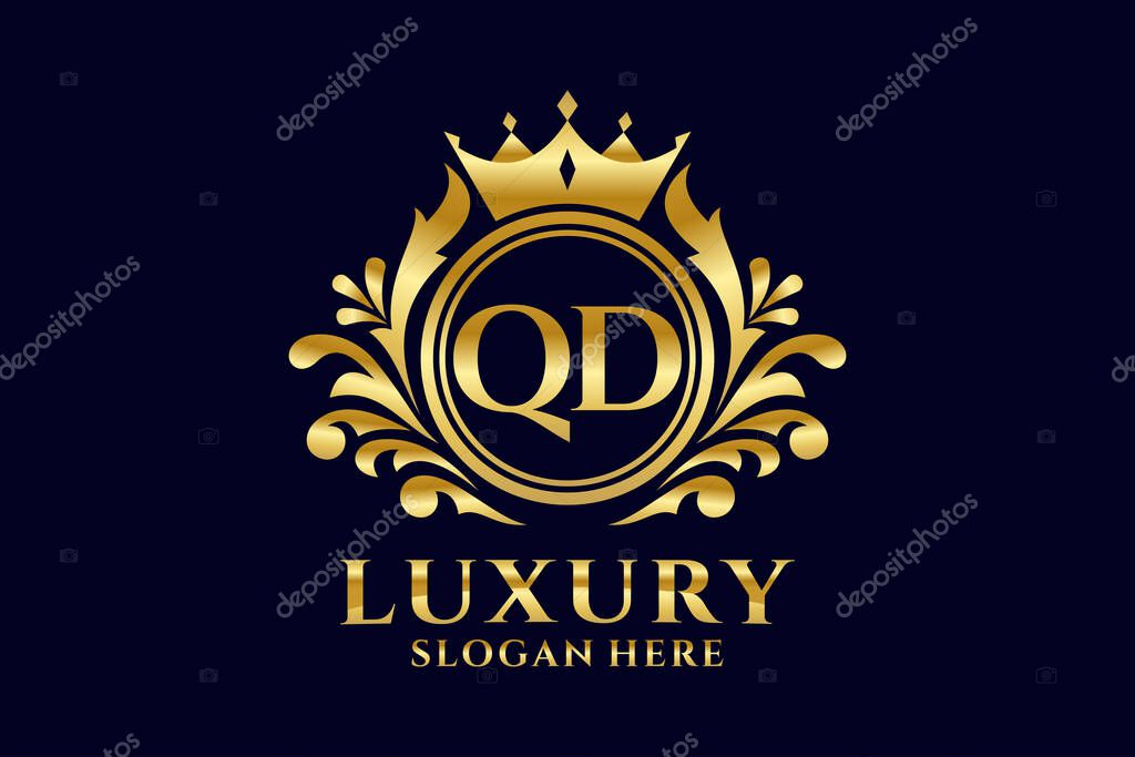QD Letter Royal Luxury Logo template in vector art for luxurious branding projects and other vector illustration.