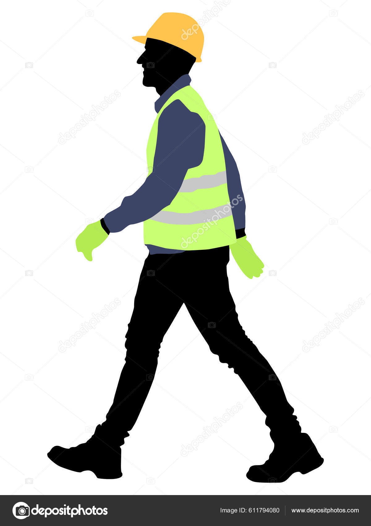 Silueta Trabajador Con Casco Ilustración Estilo Plano Vectorial Aislada  Blanco Vector de stock #611794080 de ©mesh.dsgn, image size:1200x1700