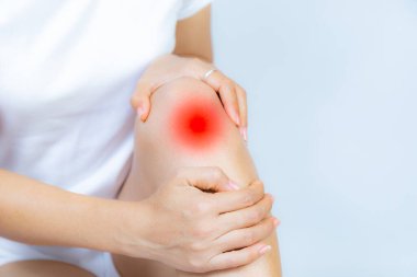 woman had pain in her knees. From exercise The concept of health care.