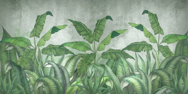 Tropická Džungle Létajícími Papoušky Pozadí Texturované Omítky Shutterstock 1808348881 Objednávka — Stock fotografie