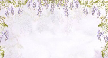Mural for the walls.Photo wallpapers for the room. Tropical flowers in the grunge style.Floral ornament for wall decoration.